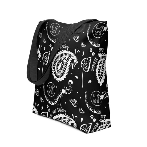 Black Paisley Logo Tote