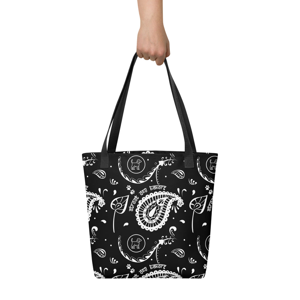 Black Paisley Logo Tote